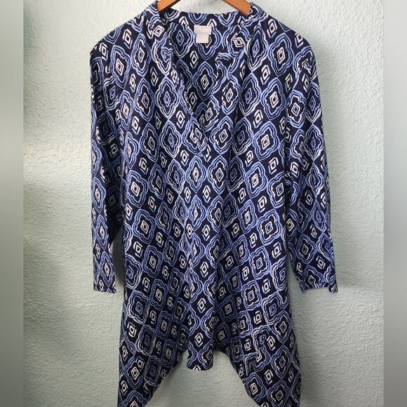Chico's tunic style blouse asymmetrical hem - Picture 1 of 10